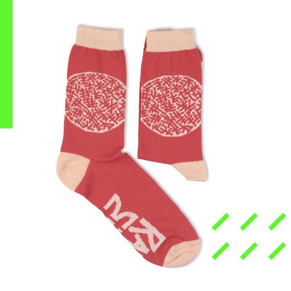 SocksArt - Raul 33  "Universal Cosmic Dance Red"   Calze d'Autore Artefrontale
