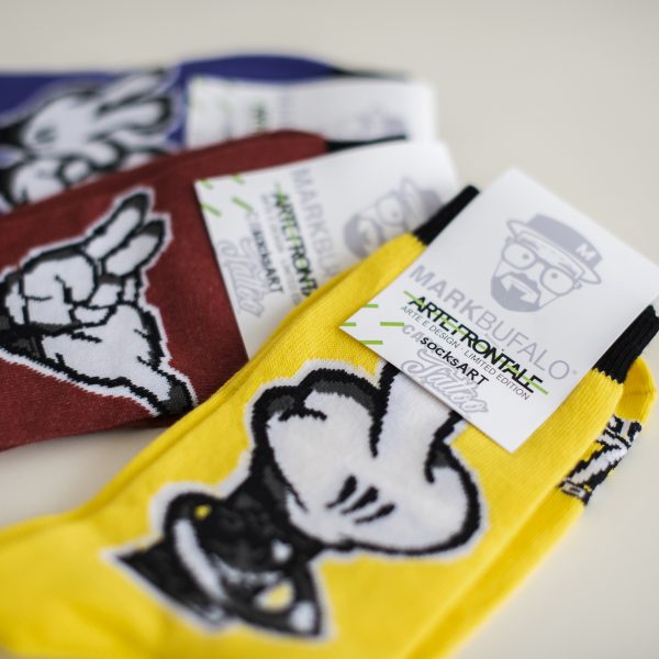 SocksArt - Mark Bufalo "CartoonsTattoo - F**k You"   Calze d'Autore Artefrontale - immagine 3